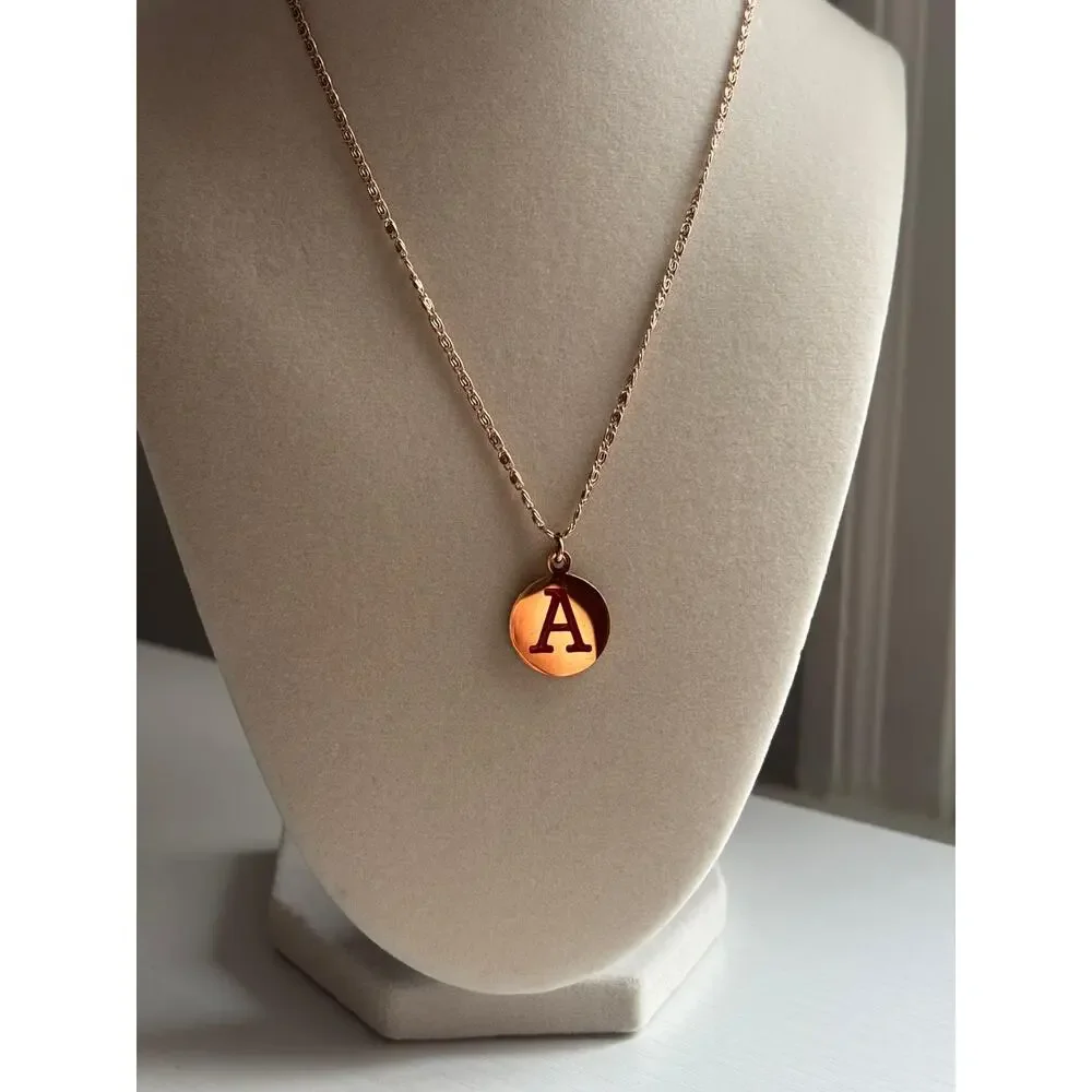 Gold Initial Necklace Letter A Pendant Minimal Dainty Personalized Jewelry - Picture 2 of 10